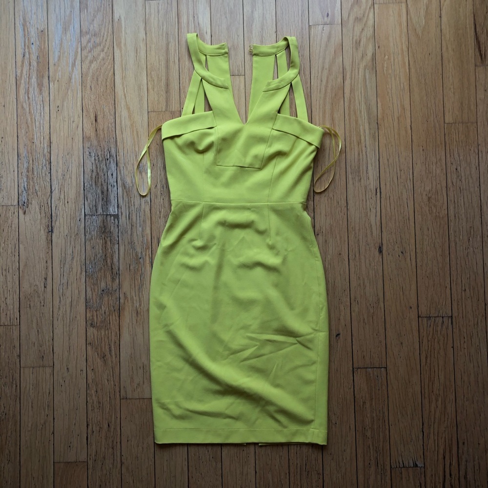 BCBG Maxazria Cocktail Dress in Bright Yellow